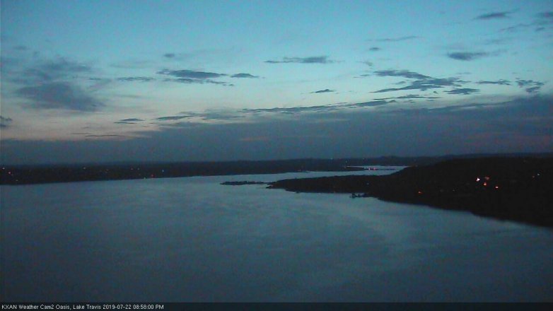 Lake Travis webcam, July 22, 2019 8:00 PM CT