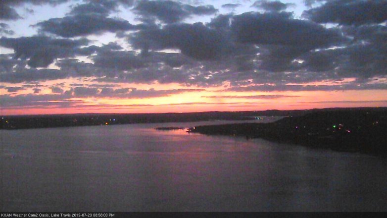 Lake Travis webcam, July 23, 2019 8:00 PM CT