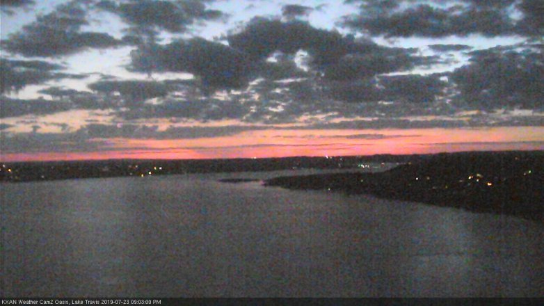 Lake Travis webcam, July 23, 2019 8:05 PM CT