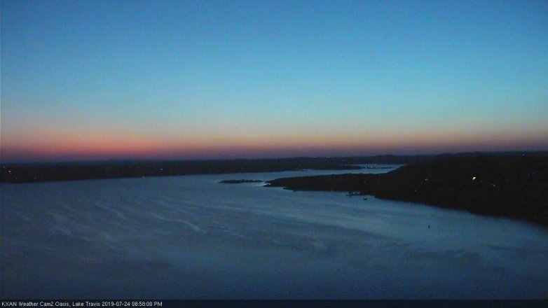 Lake Travis webcam, July 24, 2019 8:00 PM CT