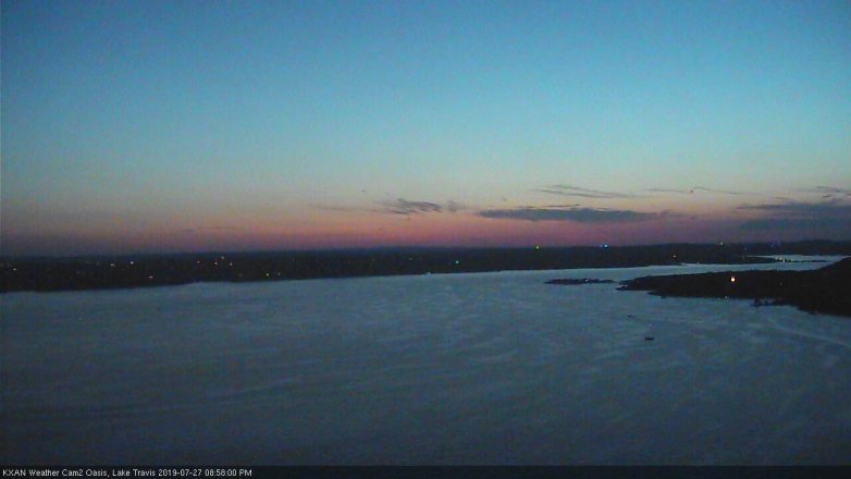 Lake Travis webcam, July 27, 2019 8:00 PM CT