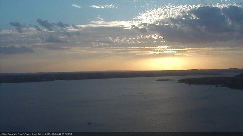 Lake Travis webcam, July 28, 2019 7:00 PM CT