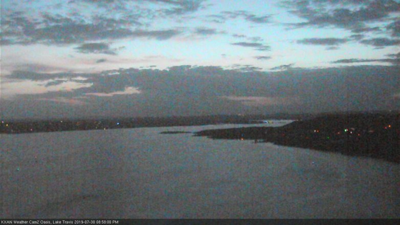 Lake Travis webcam, July 30, 2019 8:00 PM CT