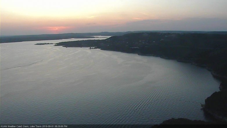 Lake Travis webcam, August 1, 2019 7:30 PM CT