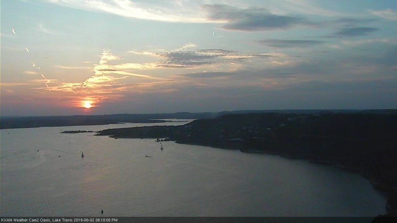 Lake Travis webcam, August 2, 2019 7:20 PM CT