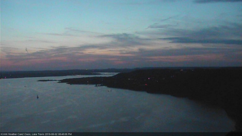 Lake Travis webcam, August 2, 2019 7:50 PM CT