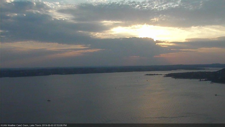 Lake Travis webcam, August 3, 2019 6:55 PM CT