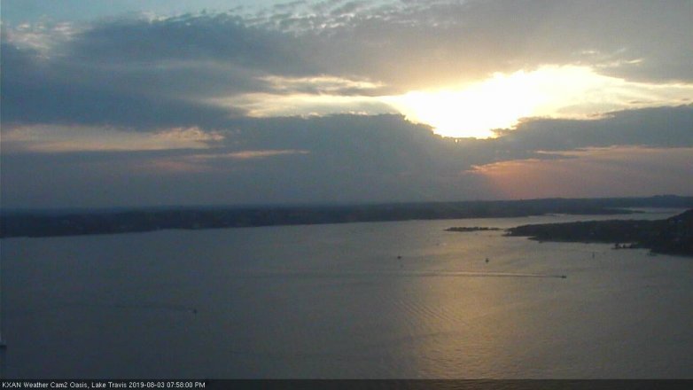 Lake Travis webcam, August 3, 2019 7:00 PM CT