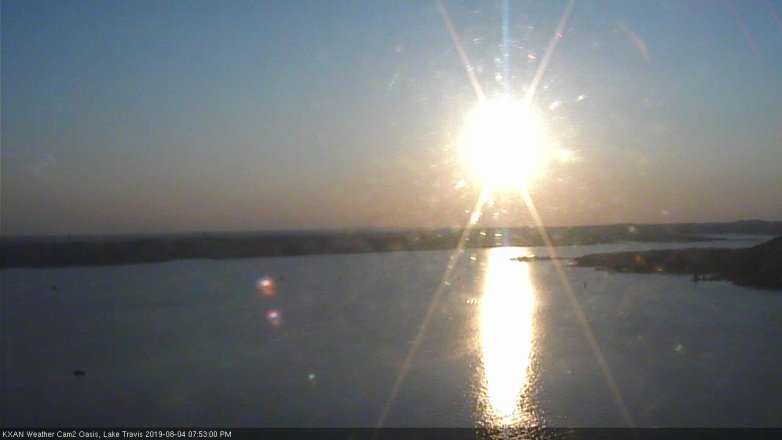 Lake Travis webcam, August 4, 2019 6:55 PM CT