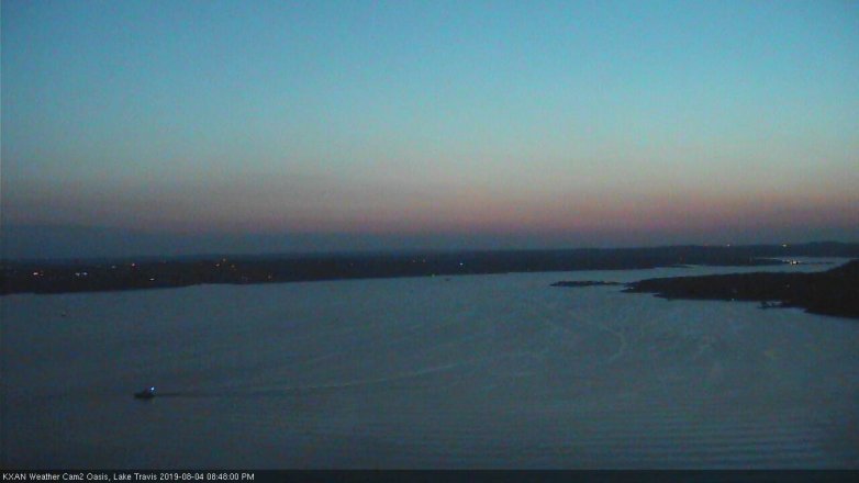 Lake Travis webcam, August 4, 2019 7:50 PM CT