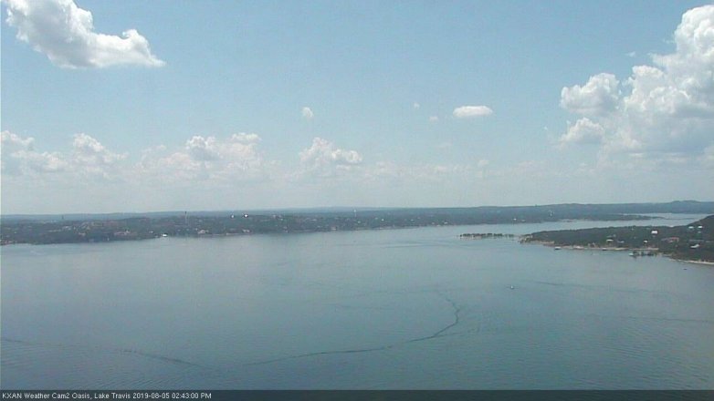 Lake Travis webcam, August 5, 2019 1:45 PM CT