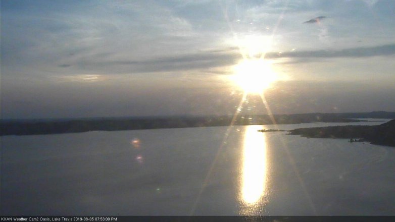 Lake Travis webcam, August 5, 2019 6:55 PM CT