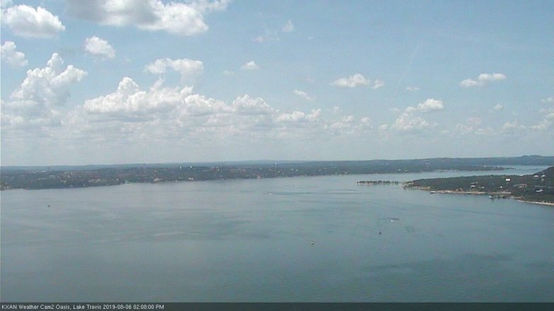 Lake Travis webcam, August 6, 2019 1:10 PM CT