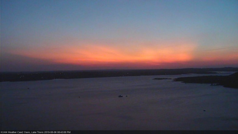 Lake Travis webcam, August 6, 2019 7:45 PM CT