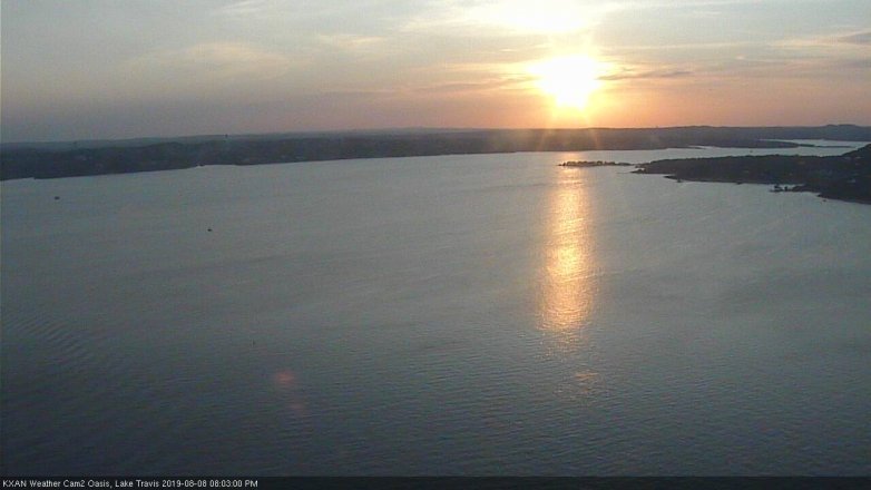 Lake Travis webcam, August 8, 2019 7:05 PM CT