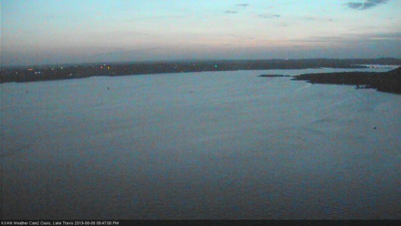 Lake Travis webcam, August 8, 2019 7:50 PM CT