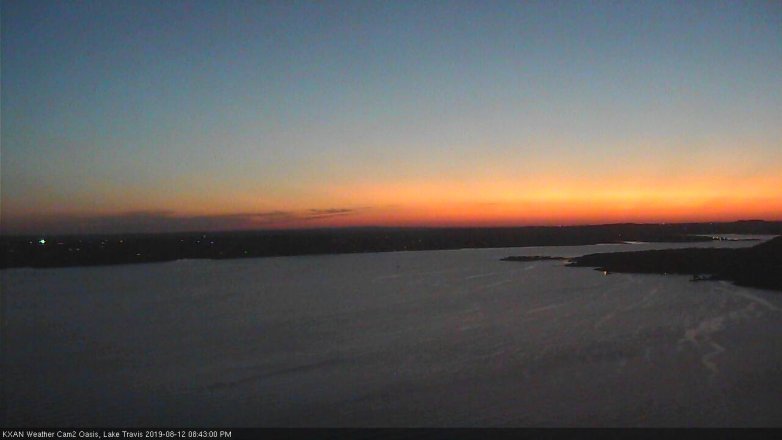 Lake Travis webcam, August 12, 2019 7:45 PM CT