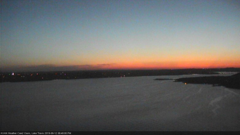 Lake Travis webcam, August 12, 2019 7:50 PM CT