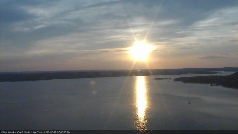 Lake Travis webcam, August 15, 2019 6:50 PM CT