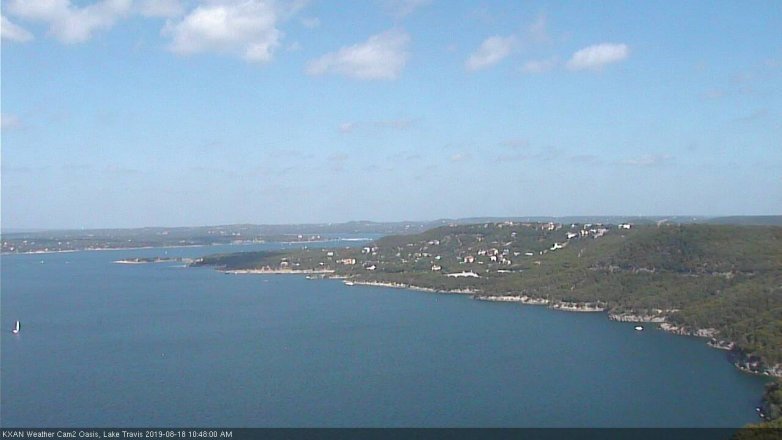 Lake Travis webcam, August 18, 2019 9:50 AM CT