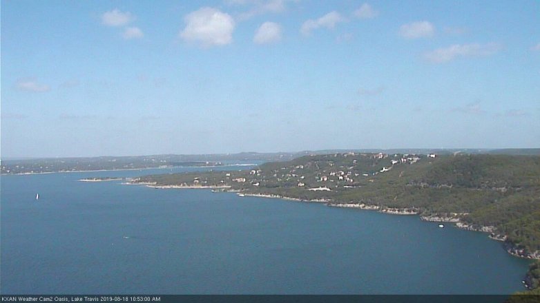 Lake Travis webcam, August 18, 2019 9:55 AM CT