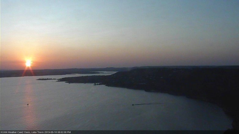 Lake Travis webcam, August 18, 2019 7:05 PM CT