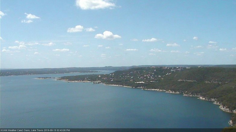 Lake Travis webcam, August 19, 2019 1:45 PM CT