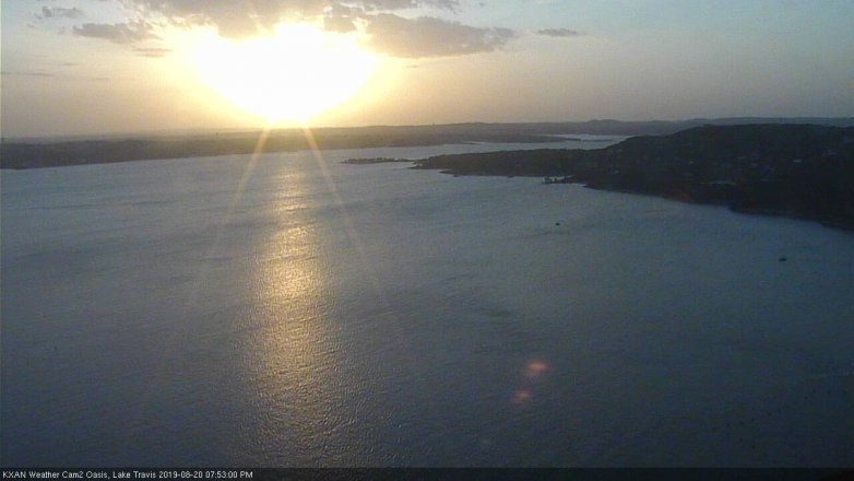 Lake Travis webcam, August 20, 2019 6:55 PM CT