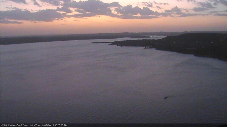Lake Travis webcam, August 20, 2019 7:30 PM CT
