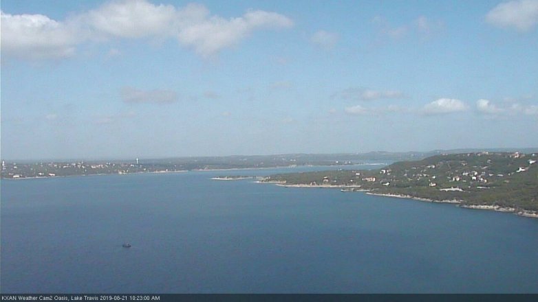 Lake Travis webcam, August 21, 2019 9:25 AM CT