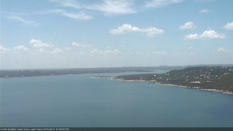 Lake Travis webcam, August 21, 2019 1:00 PM CT