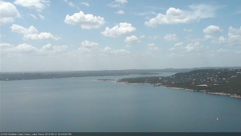 Lake Travis webcam, August 21, 2019 1:45 PM CT