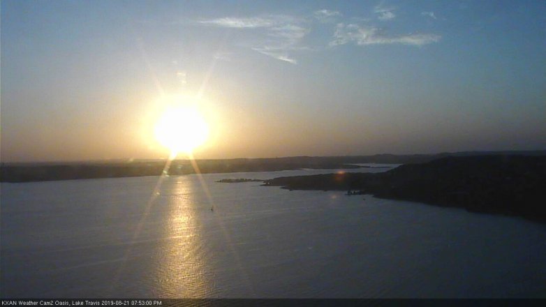 Lake Travis webcam, August 21, 2019 6:55 PM CT