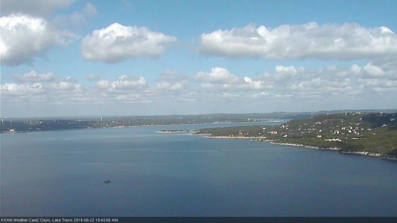 Lake Travis webcam, August 22, 2019 9:45 AM CT