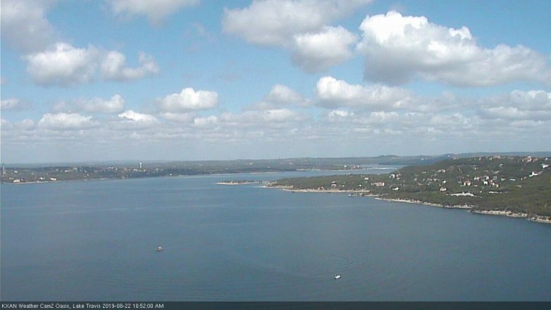 Lake Travis webcam, August 22, 2019 9:55 AM CT