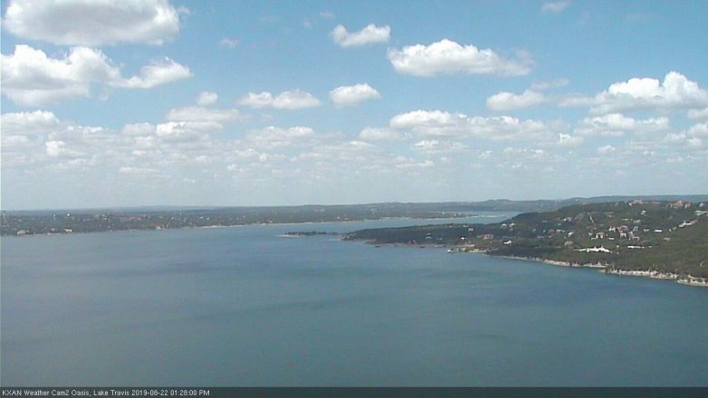 Lake Travis webcam, August 22, 2019 12:30 PM CT