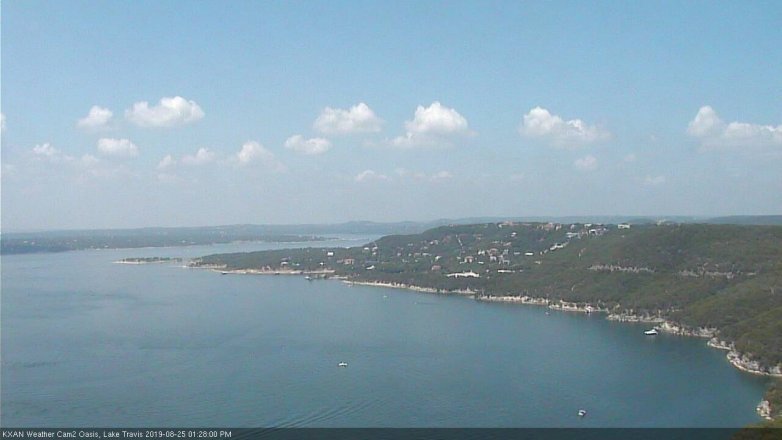 Lake Travis webcam, August 25, 2019 12:30 PM CT