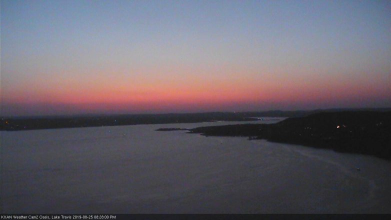 Lake Travis webcam, August 25, 2019 7:30 PM CT