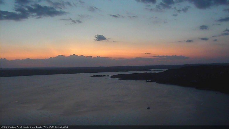 Lake Travis webcam, August 29, 2019 7:15 PM CT
