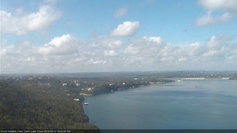 Lake Travis webcam, September 12, 2019 9:25 AM CT