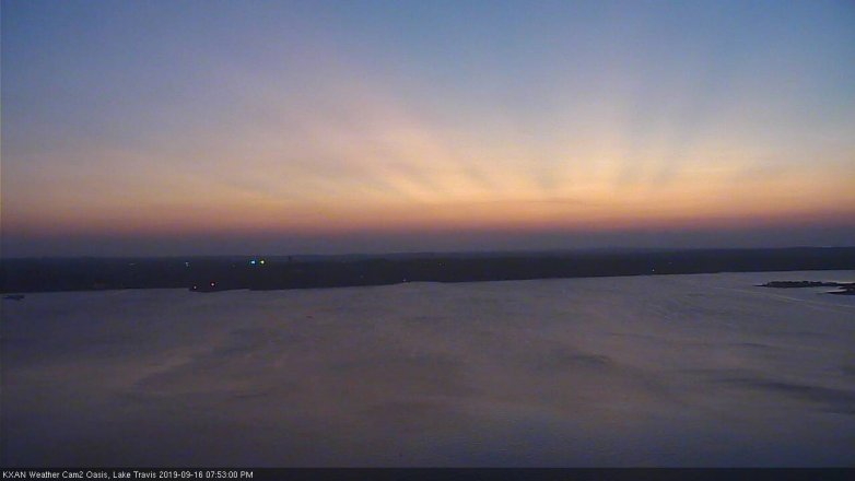 Lake Travis webcam, September 16, 2019 6:55 PM CT