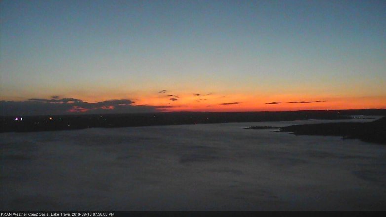 Lake Travis webcam, September 18, 2019 7:00 PM CT