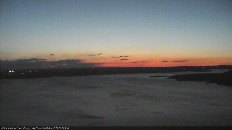 Lake Travis webcam, September 18, 2019 7:05 PM CT