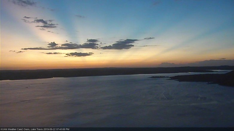 Lake Travis webcam, September 22, 2019 6:45 PM CT