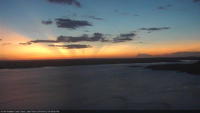 Lake Travis webcam, September 22, 2019 6:50 PM CT