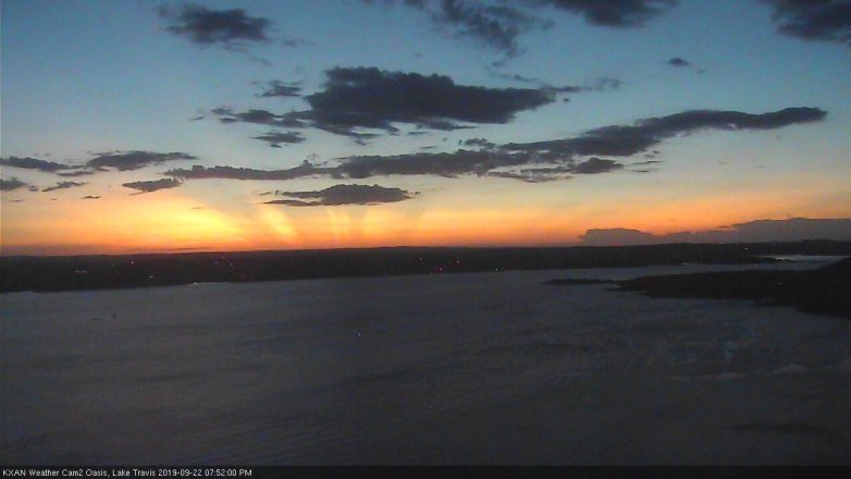 Lake Travis webcam, September 22, 2019 6:55 PM CT