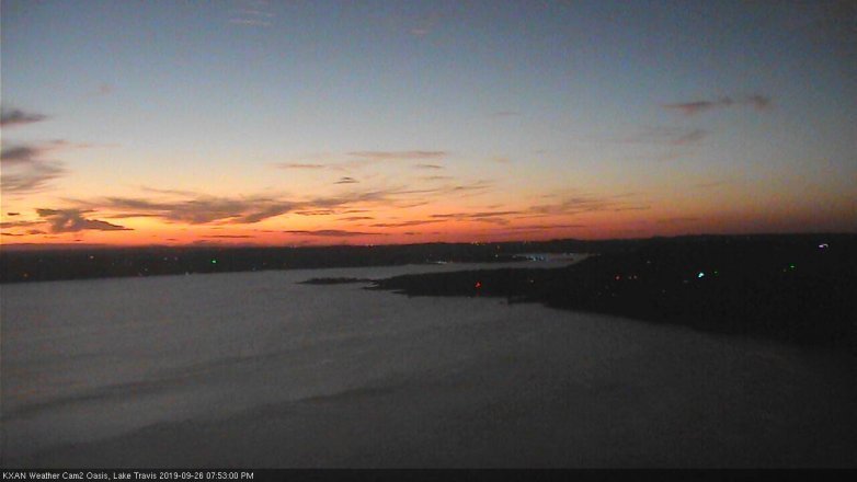 Lake Travis webcam, September 26, 2019 6:55 PM CT