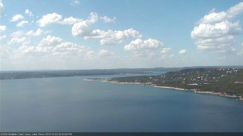 Lake Travis webcam, October 3, 2019 1:45 PM CT