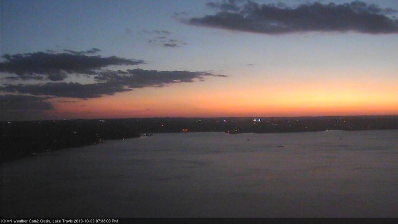 Lake Travis webcam, October 9, 2019 6:35 PM CT