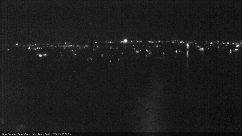Lake Travis webcam, December 2, 2019 9:00 PM CT